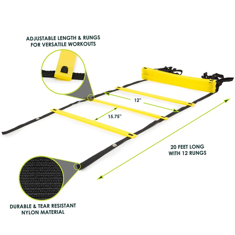 ProsourceFit Speed Agility Ladder 8, 12 and 20 Rung for Speed Training and Sports Agility Workouts with Free Carrying Bag - Image 2